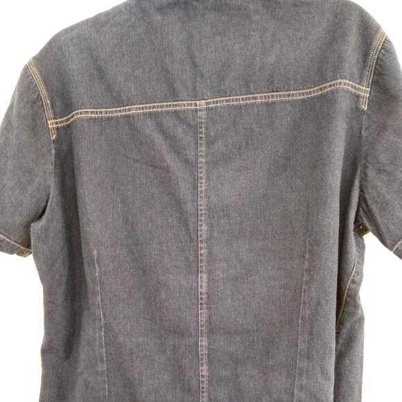 Vintage riveted by Lee women's soft denim short sleeve button down - Picture 10 of 12